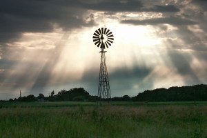 Windmill and ray of light