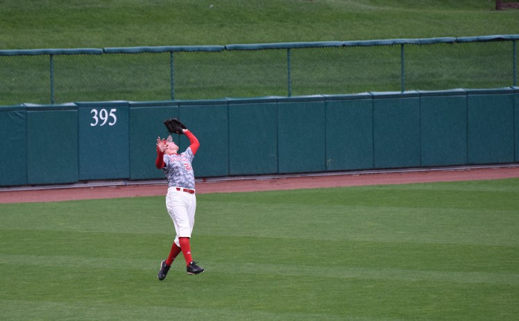 Ryan boldt catching a fly ball